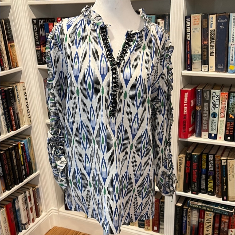 Chico‘s linen blouse with beaded front placket